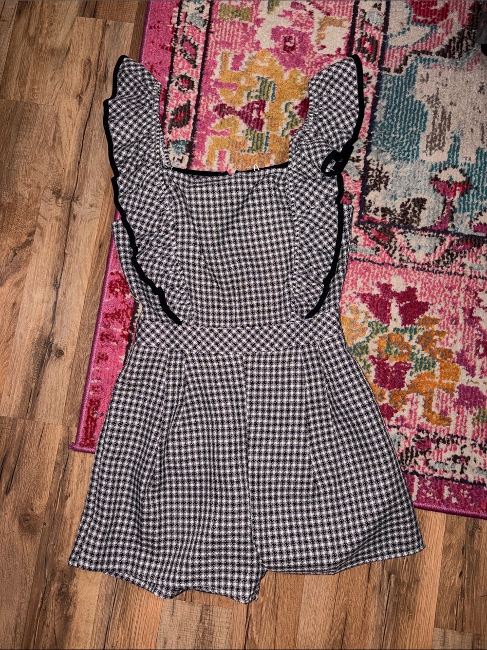 Women's Black and White Gingham one piece short set